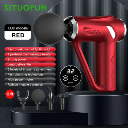 SITUOFUN Massage Gun 32 Levels Deep Tissue Neck Body Back Muscle Sport Electric Pistol Massager Exercise Relaxation Pain Relief